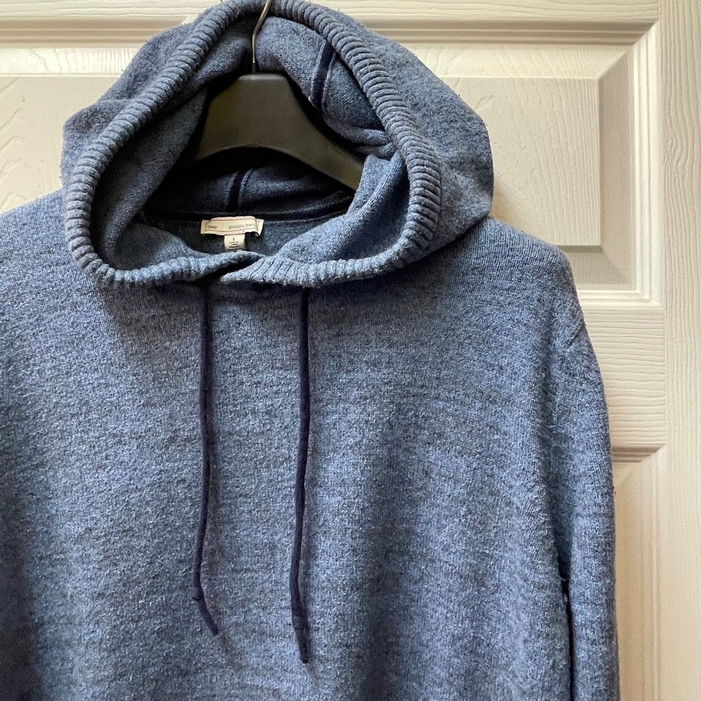 Gap‎ Men's L Hoodie Marled Blue Cotton Sweater Classic Casual Grunge Drawstring